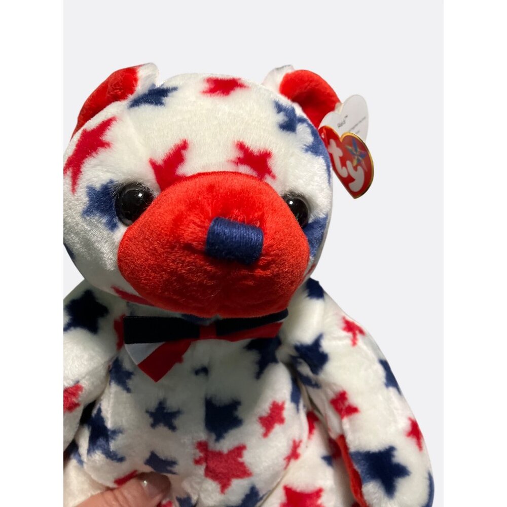 Ty Beanie Buddy Red™ Plush Bear With Patriotic Stars - Picture 4 of 10
